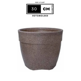 Hug A Plant | Barca Round Rotomolded Plastic Pot for Home & Garden (Sand Stone Finish, Pack of 1)