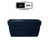 Hug A Plant |Barca Rectangle Rotomolded Plastic Pot with Wheels for Home & Garden (Midnight Stone Finish, Pack of 1)