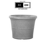 Duro Rotomolded Round Plastic Pot For Home & Garden (Grey Stone Finish, Pack Of 1)