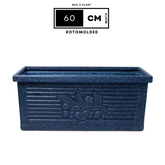 Flora Rectangle Rotomolded Plastic Pot for Home & Garden (Pack Of 1, Midnight Stone Finish)