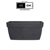 Hug A Plant | Barca Rectangle Rotomolded Plastic Pot with Wheels for Home & Garden (Grey Stone Finish, Pack of 1)