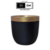 Hug A Plant | Milano Short-Dual Tone Rotomolded Round Plastic Pot With Inner for Home & Garden (Pack of 1, Gold & Black)