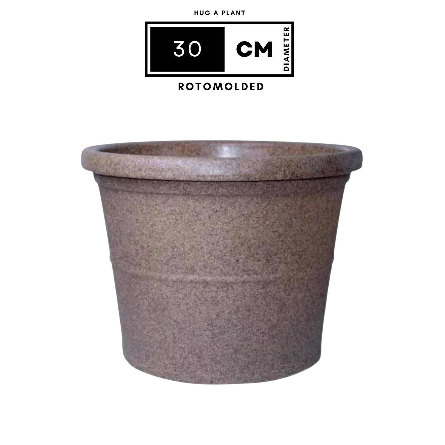 30cm diameter plant pot Duro Rotomolded Round Plastic Pot For Home & Garden (Sand Stone Finish – Hug A Plant