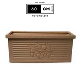 Flora Rectangle Rotomolded Plastic Pot for Home & Garden (Pack Of 1, Cream Stone Finish)