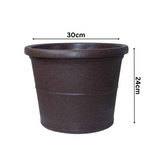 Duro Rotomolded Round Plastic Pot For Home & Garden (Brown Stone Finish, Pack Of 1)