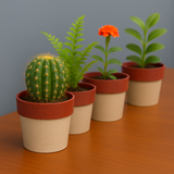 Eco Arty Round | Bamboo-Based, UV-Protected Tabletop Planters | Eco-Friendly Pots for Indoor Plants, Home Décor, Balcony & Garden