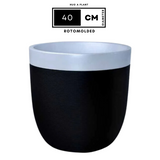 Hug A Plant | Milano Short-Dual Tone Rotomolded Round Plastic Pot With Inner for Home & Garden (Pack of 1, Pearl & Black)