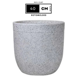 Hug A Plant | Milano Rotomolded Round Plastic Pot Without Inner for Home & Garden (Pack of 1, White Stone Finish)