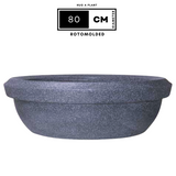 Hug A Plant | Lotus Bowl Rotomolded Round Plastic Pot for Home & Garden (Pack of 1, Grey Stone Finish)