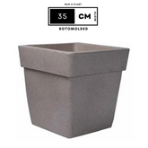 Hug A Plant | Barca Square Rotomolded Plastic for Home & Garden (Cream Stone Finish, Pack of 1)