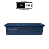 Flora Rectangle Rotomolded Plastic Pot for Home & Garden (Pack Of 1, Midnight Stone Finish)