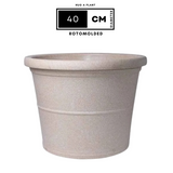 Duro Rotomolded Round Plastic Pot For Home & Garden (Cream Stone Finish, Pack Of 1)