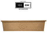 Flora Rectangle Rotomolded Plastic Pot for Home & Garden (Pack Of 1, Sand Stone Finish)