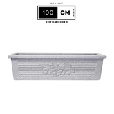 Flora Rectangle Rotomolded Plastic Pot for Home & Garden (Pack Of 1, White Stone Finish)