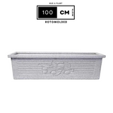 Flora Rectangle Rotomolded Plastic Pot for Home & Garden (Pack Of 1, White Stone Finish)