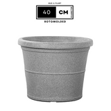 Duro Rotomolded Round Plastic Pot For Home & Garden (Grey Stone Finish, Pack Of 1)
