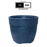Hug A Plant | Barca Round Rotomolded Plastic Pot for Home & Garden (Midnight Stone Finish, Pack of 1)