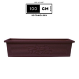 Flora Rectangle Rotomolded Plastic Pot for Home & Garden (Pack Of 1, Brown Stone Finish)