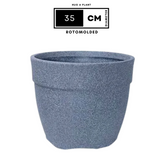 Hug A Plant | Barca Round Rotomolded Plastic Pot for Home & Garden (Grey Stone Finish, Pack of 1)