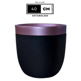 Hug A Plant | Milano Short-Dual Tone Rotomolded Round Plastic Pot With Inner for Home & Garden (Pack of 1, Rose Gold & Black)
