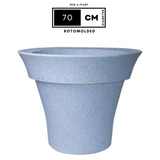 Hug A Plant | Classic Planter Rotomolded Round Plastic Pot for Home & Garden (Pack of 1, White Stone Finish)