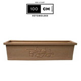 Flora Rectangle Rotomolded Plastic Pot for Home & Garden (Pack Of 1, Cream Stone Finish)