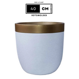 Hug A Plant | Milano Short-Dual Tone Rotomolded Round Plastic Pot With Inner for Home & Garden (Pack of 1, Gold & White)
