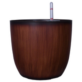 Ronda 2926 Round Plastic Pot With Self Watering Kit (Wooden Finish)