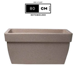 Hug A Plant | Barca Rectangle Rotomolded Plastic Pot with Wheels for Home & Garden (Cream Stone Finish, Pack of 1)