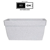 Hug A Plant | Barca Rectangle Rotomolded Plastic Pot with Wheels for Home & Garden (White Stone Finish, Pack of 1)