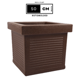 Cubo Rotomolded Square Plastic Pot For Home & Garden (Brown Stone Finish, Pack Of 1)