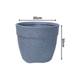 Hug A Plant | Barca Round Rotomolded Plastic Pot for Home & Garden (Grey Stone Finish, Pack of 1)