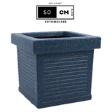 Cubo Rotomolded Square Plastic Pot For Home & Garden (Midnight Stone Finish, Pack Of 1)