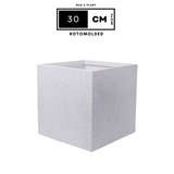 Quebec Square Rotomolded Plastic Pot for Home & Garden (White Stone Finish, Pack of 1)
