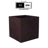 Quebec Square Rotomolded Plastic Pot for Home & Garden (Brown Stone Finish, Pack of 1)
