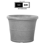 Duro Rotomolded Round Plastic Pot For Home & Garden (Grey Stone Finish, Pack Of 1)