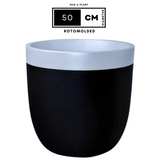 Hug A Plant | Milano Short-Dual Tone Rotomolded Round Plastic Pot With Inner for Home & Garden (Pack of 1, Pearl & Black)