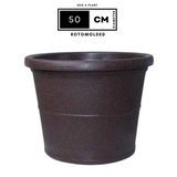 Duro Rotomolded Round Plastic Pot For Home & Garden (Brown Stone Finish, Pack Of 1)