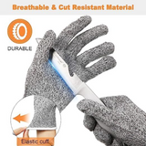 Cut Resistant Hand Gloves | Anti Cutting Cut Resistant Hand Safety Gloves, Cut-Proof Hand Safety, Level 5 Protection - Kitchen, Gardening Care, Industrial (Free Size, Grey)