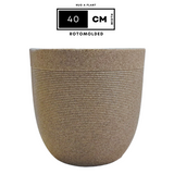 Hug A Plant | Milano Round Rotomolded Plastic Pot With Inner for Home & Garden ( Pack of 1, Sand Stone Finish)
