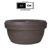 Hug A Plant | Lotus Bowl Rotomolded Round Plastic Pot for Home & Garden (Pack of 1, Sand Stone Finish)