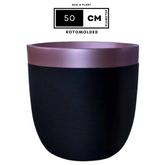 Hug A Plant | Milano Short-Dual Tone Rotomolded Round Plastic Pot With Inner for Home & Garden (Pack of 1, Rose Gold & Black)