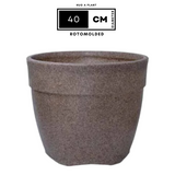 Hug A Plant | Barca Round Rotomolded Plastic Pot for Home & Garden (Sand Stone Finish, Pack of 1)