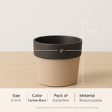 Eco Arty Round | Bamboo-Based, UV-Protected Tabletop Planters | Eco-Friendly Pots for Indoor Plants, Home Décor, Balcony & Garden