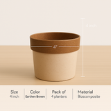 Eco Arty Round | Bamboo-Based, UV-Protected Tabletop Planters | Eco-Friendly Pots for Indoor Plants, Home Décor, Balcony & Garden