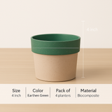 Eco Arty Round | Bamboo-Based, UV-Protected Tabletop Planters | Eco-Friendly Pots for Indoor Plants, Home Décor, Balcony & Garden