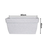 Hug A Plant | Barca Rectangle Rotomolded Plastic Pot with Wheels for Home & Garden (White Stone Finish, Pack of 1)