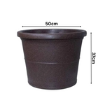 Duro Rotomolded Round Plastic Pot For Home & Garden (Brown Stone Finish, Pack Of 1)