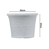 Duro Rotomolded Round Plastic Pot For Home & Garden (White Stone Finish, Pack Of 1)