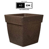 Hug A Plant | Barca Square Rotomolded Plastic for Home & Garden (Sand Stone Finish, Pack of 1)